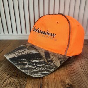 Budweiser Outdoors 2009 Strapback Hat Cap Hunter Orange Camo Bill Anheuser-Busch